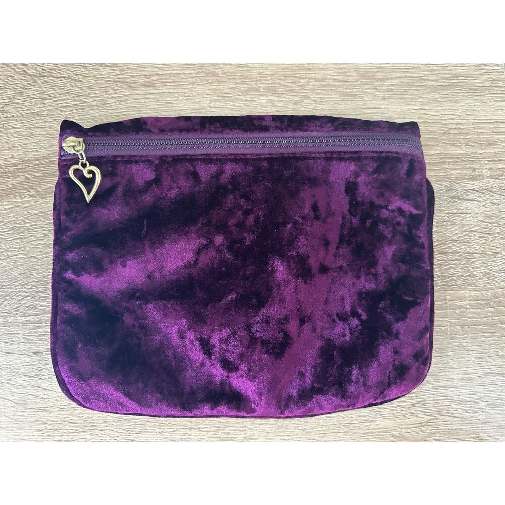 Vintage Victoria's Secret Velvet Makeup Bag Small Purple Cosmetic Pouch 90s Whim